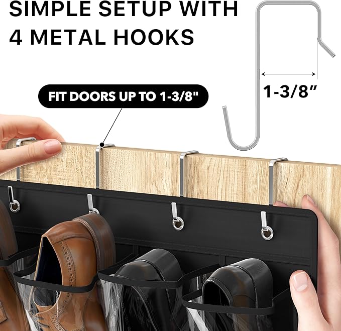 Simple Houseware 24 Pockets Large Clear Pockets Over The Door Hanging Shoe - Image 5