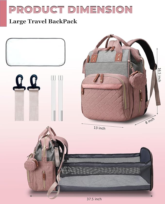 Diaper Bag with Changing Station, Waterproof 3 in 1 Baby Diaper Backpack with - Image 4