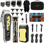 Hair Clippers 3-Piece Men's Professional Cordless Haircutting Set with LED Display, Trimmer, Shaver, Beard Clipper - Gift for Man