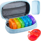 Serfeymi Weekly Travel Pill Organizer 2 Times A Day AM PM Upgraded Rainbow Pill by Serfeymi