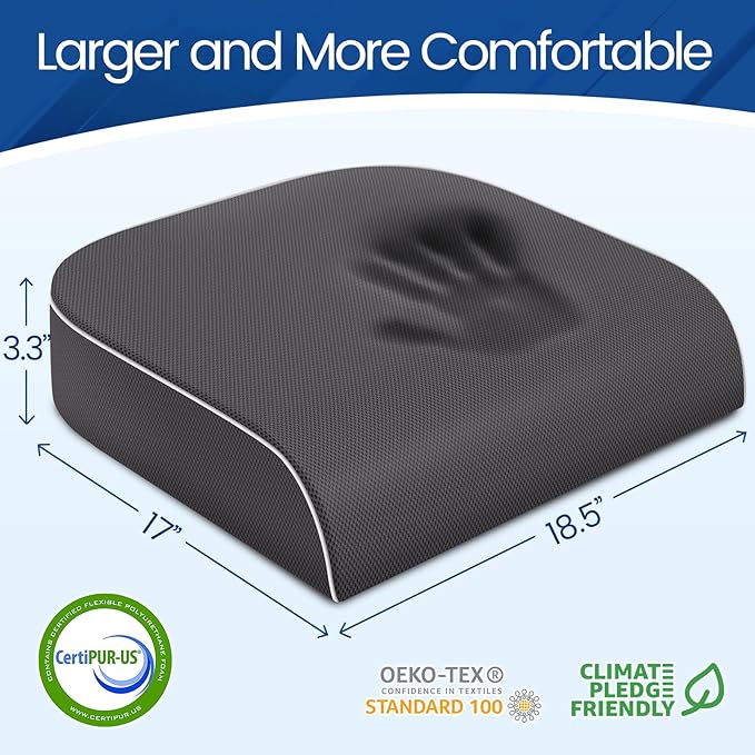 Seat Cushion for Tailbone Pain Relief, Office Chair Cushion, Memory Foam Large - Image 2