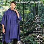 salamra Hooded Rain Poncho Waterproof Raincoat Jacket - Image 3