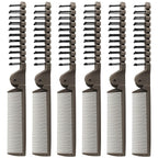 6PCS Travel Foldable Brush Comb Portable Hairbrush, Anti-Static Mini Pocket Hair Comb, Double Headed Hair Brush Hairdressing Tools Plastic Folding Hairbrush for Men Women (Coffee)