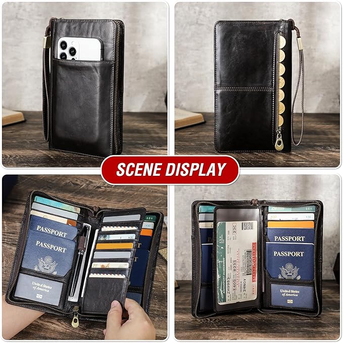 Top Grain Leather Travel Passport Wallet Holder - Image 2