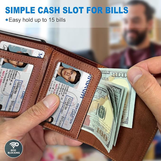 Airtag Wallet for Men, with Cash Pocket 2 ID Window 9-12 Cards, Metal Case - Image 6
