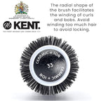 Kent KS30 Nylon Radial Salon Hair Brush With Heat Reflecting Core (33mm Diameter) - For Styling, Straight Blow-Dry, and Easy Curling