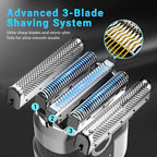 Electric Foil Shavers for Men: Mini Electric Razor, Foil Shaver for Face, IPX7 Waterproof Wet Dry Cordless Razor with 3 Floating Blades, LED Display for Travel & Home, USB Type C