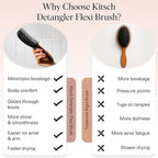 Kitsch Hair Brush Detangler – Flexi Flow Hair Brush for Women, Men & Kids | Detangling Brushes for Curly Hair with Bendable Frame, Bounce Curl Defining Brush for Wet or Dry Strands - Black