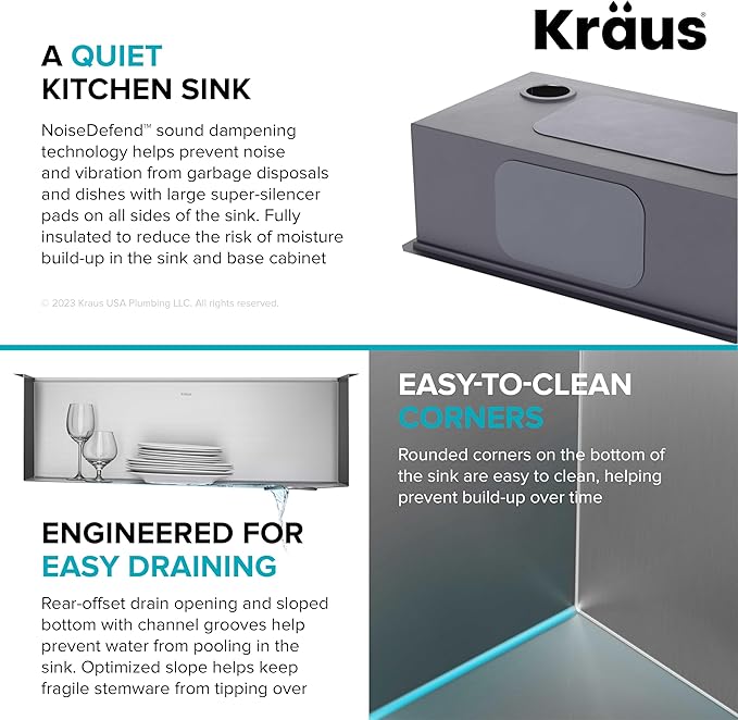 KRAUS Kore 36-Inch Undermount Workstation 16 Gauge Single Bowl Stainless Steel - Image 10