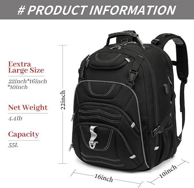 Boniyee Travel Backpack 17.3 Inch, Business Anti-Theft Laptop Bag - Image 6