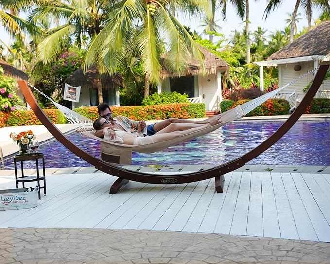Lazy Daze Hammocks 11 FT Double Outside Hammock Quick Dry Olefin Fabric Hammock - Image 3