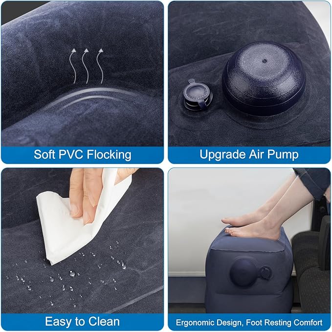 Inflatable Foot Rest Pillow for Travel, 2 Pack Travel Foot Rest for Airplane - Image 4