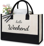 TOPDesign Personalized Initial Jute/Canvas Beach Bag, Monogrammed Gift Tote Bag by TOPDesign