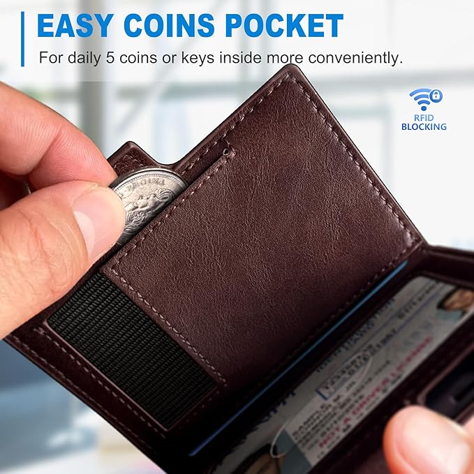 Wallet for Men with Money Clip Coins Pocket ID Window Gift Boxed, Slim Smart - Image 4