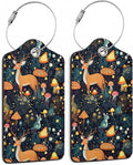 2 Pack Mushrooms Luggage Tag for Suitcases Deer Forest Animal PU Leather Bag by SKYDAWNY