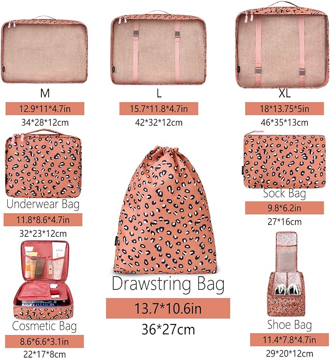BAGAIL 8 Set Packing Cubes Luggage Packing Organizers - Image 2