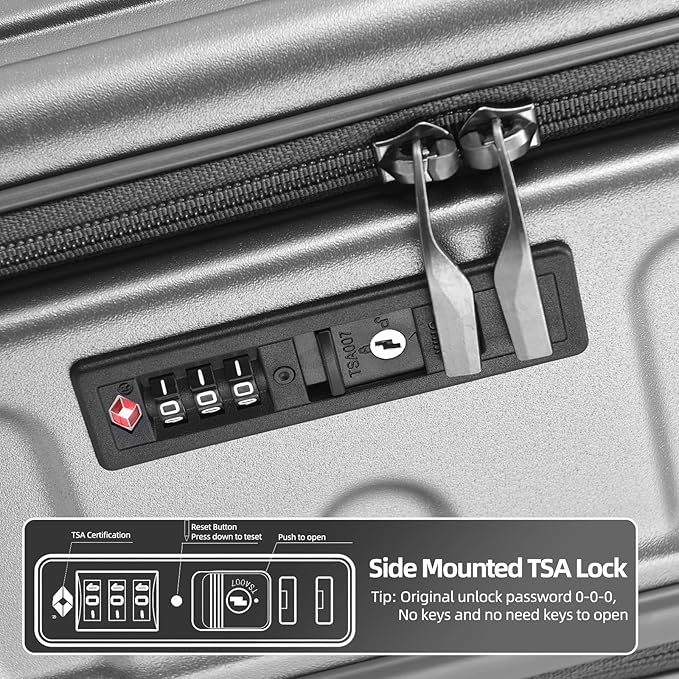 29 Inch Luggage with Expansion & Side Opening Design, 50 * 31*76cm, 117L~133L - Image 8