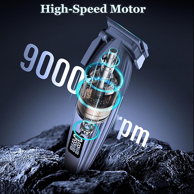 KEMEI 8536 Professional Hair Clippers for Men, Cordless Barber Clipper and Trimmers Set with LED Displays, 9000 RPM Hair Cutting Kits with Charging Bases, Mens Grooming Kit