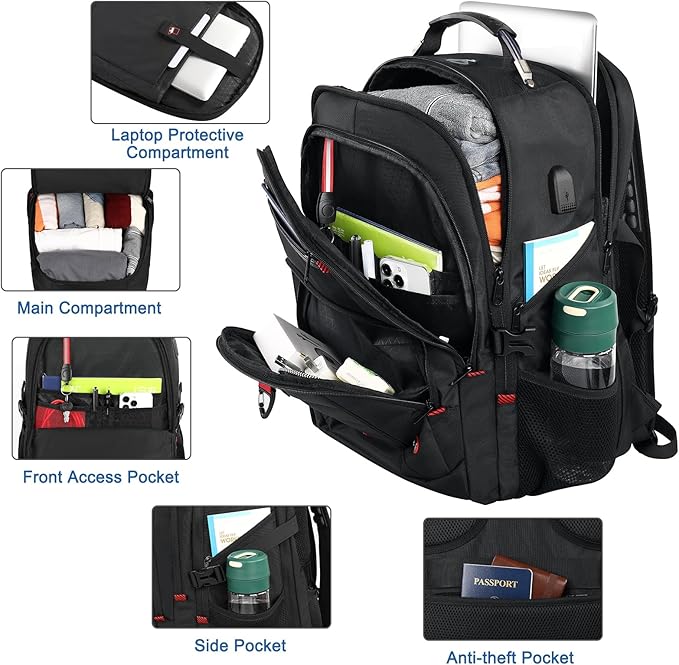 Z-MGKISS Extra Large Backpack for Men, Gaming Laptop Travel Bag Fits 18.4-19" - Image 4