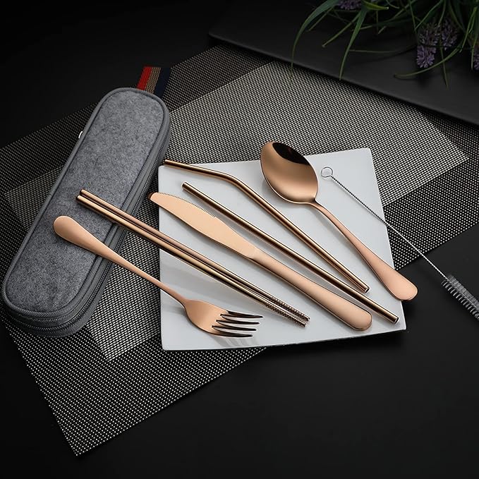 DEVICO Portable Utensils, Travel Camping Cutlery Set, 8-Piece including Knife - Image 6