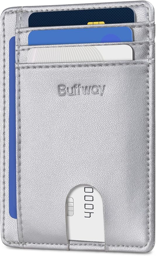 Buffway Slim Minimalist Front Pocket RFID Blocking Leather Wallets by Buffway