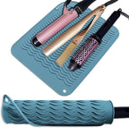 12" X 9" Large Heat Resistant Silicone Mat for Hair Styling Tools, Curling Iron Mat, Flat Iron Holder, Hair Straightener Pad, Makeup Mat, Hot Tools Mat for Travel Vanity Salon - Dusty Blue