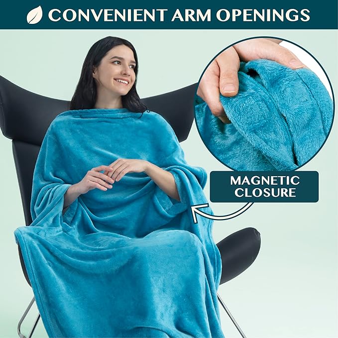 PAVILIA Travel Blanket and Pillow, Arms Opening Airplane Blankets - Image 2