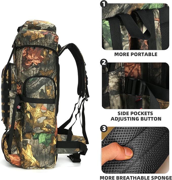 King'sGuard 70L Camping Hiking Backpack Tactical Backpack Military Molle - Image 3