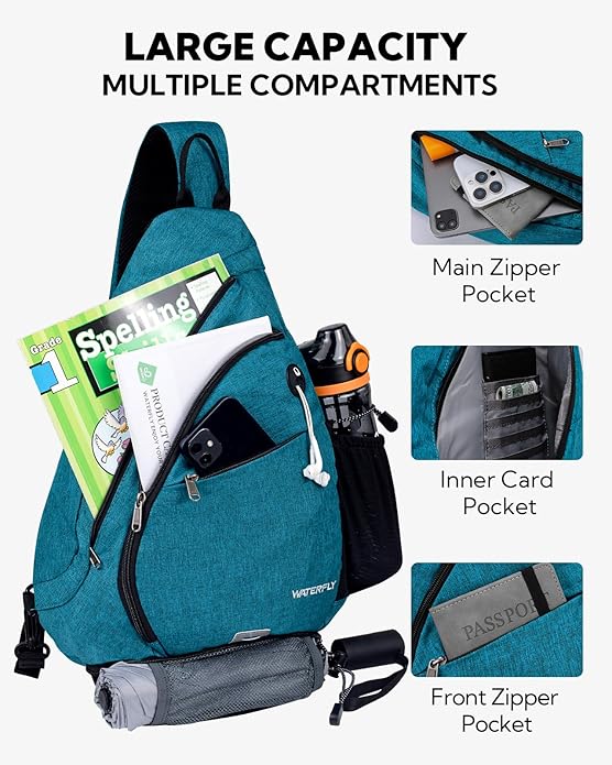 WATERFLY Large Crossbody Sling Bag: Over Shoulder Backpack Daypack Casual Cross - Image 3