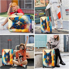 ANNA QUEEN Colorful Cat Luggage Cover, Artistic Blue Cat Design - Image 7