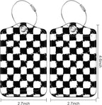 2 Pack Luggage Tags Rainbow Squares and Checkered Flag PU Leather Baggage Tag - Image 2
