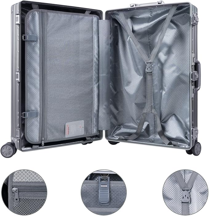 TRAVELKING All Aluminum Carry On Luggage Zipperless Hard Shell Luggage Case - Image 5
