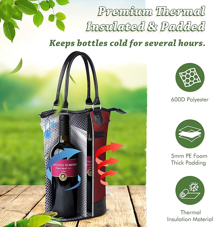 Tirrinia Insulated Wine Gift carrier Tote - Image 5