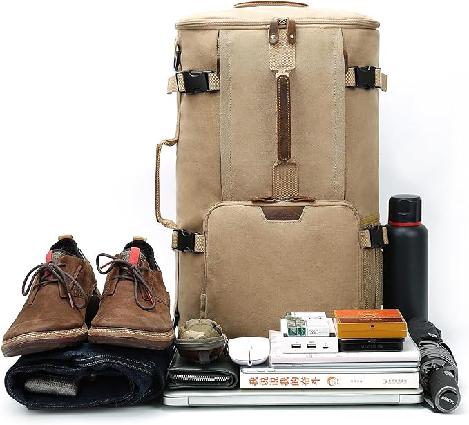G-FAVOR 40L Travel Backpack, Vintage Canvas Rucksack Convertible Duffel Bag - Image 6