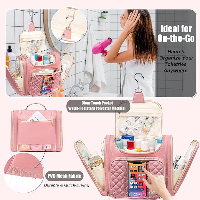 Travel Toiletry Bag for Women, Hanging Toiletry Bag, Bathroom Bag Portable - Image 3