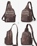 FADEON Large Sling Bag for Women, Leather Crossbody Purse Designer Anti Theft - Image 7