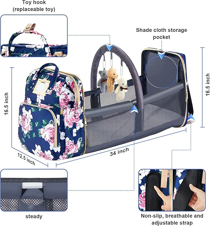 Diaper Bag Backpack with Changing Station, Foldable - Image 5