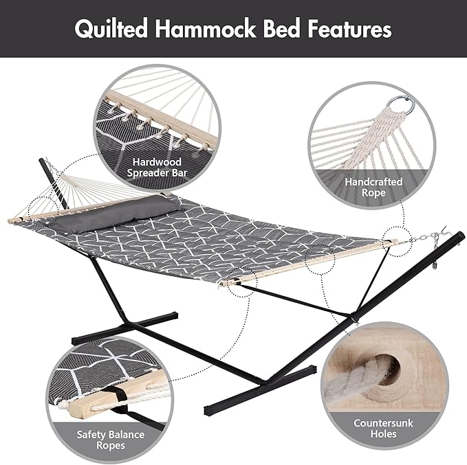 ANOW Double Hammock with Stand Included, 2 Person Hammock with Stand - Image 4