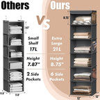 Simple Houseware 6 Shelf Hanging Closet Organizer, Dark Gray - Image 4
