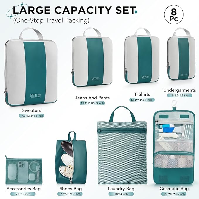 8 Set Compression Packing Cubes - Image 2