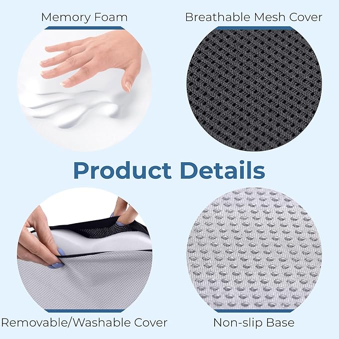 5 STARS UNITED Seat Cushion for Tailbone Pain Relief – Large Memory Foam - Image 7