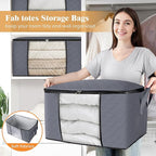 Fab totes 4 Pack Clothes Storage, Foldable Thick Fabric Blanket Storage Bags - Image 5
