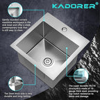 15 x 15 Inch Drop In Kitchen Bar Sink, Stainless Steel Single Bowl Topmount Bar - Image 5