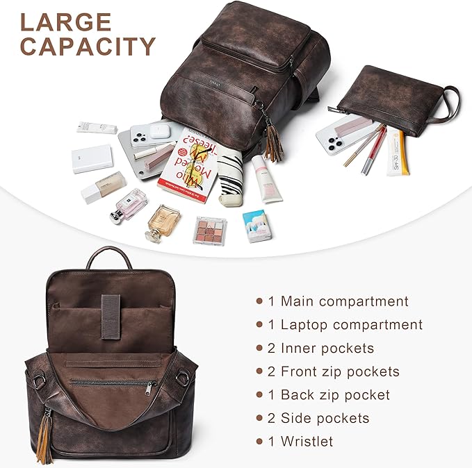 Shrrie Vegan Leather Laptop Backpack - Image 3