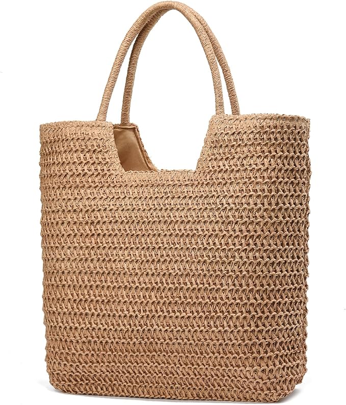 Straw Beach Bags for Women Woven Beach Tote Bag Casual Boho Large Shoulder by YAVCOOL