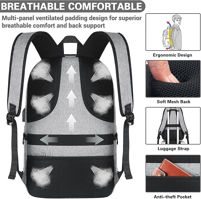 AMBOR Travel Laptop Backpack, 15.6-17.3 inch Anti Theft Business Laptop Backpack - Image 6