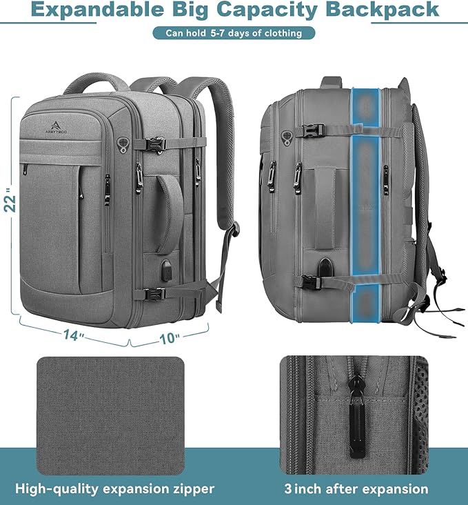 60L Travel Laptop Backpack for Men, Extra Large Backpack, Big Capacity Carry On - Image 2