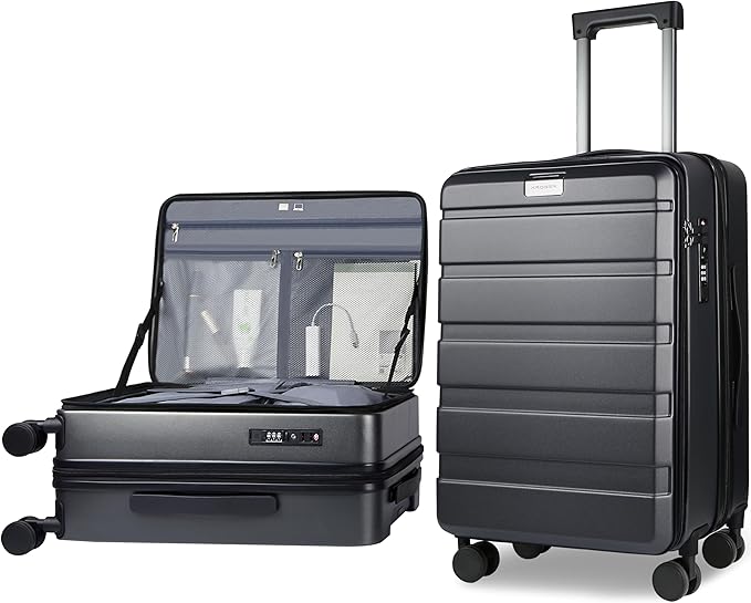 KROSER Carry On Luggage with Spinner Wheels & Built-in TSA Lock, Expandable Top by KROSER