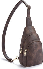 Telena Small Sling Bag for Women Leather Crossbody Fanny Packs Chest Bag for by Telena