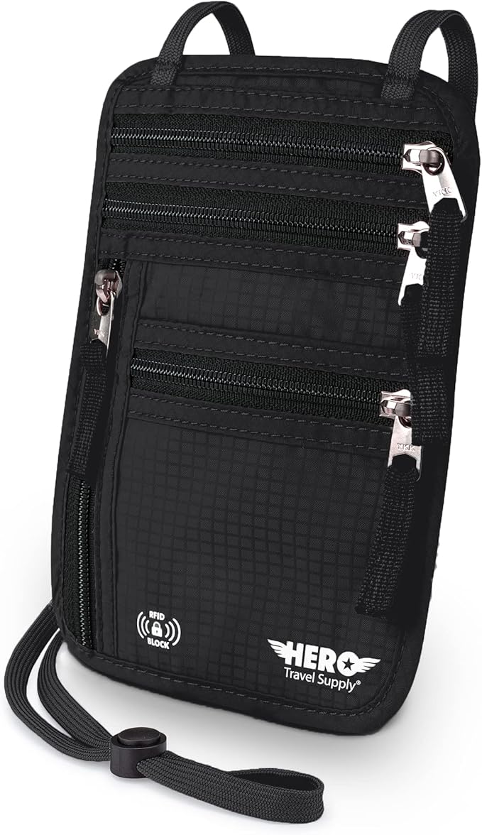 HERO Neck Wallet, RFID Blocking Passport Holder by HeroTravelSupply
